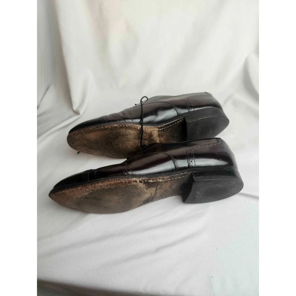 Vintage Johnston & Murphy Semi-Brogue Oxford Dress Shoes Mens Size 8D Burgundy